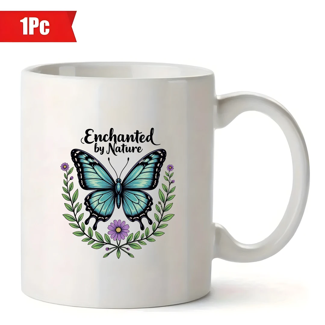 كوب بموضوع كرتوني على شكل فراشة سعة 11 أونصة، كوب مشروبات طبيعي طازج، هدية عيد الميلاد ضرورية للعائلة والمكتب