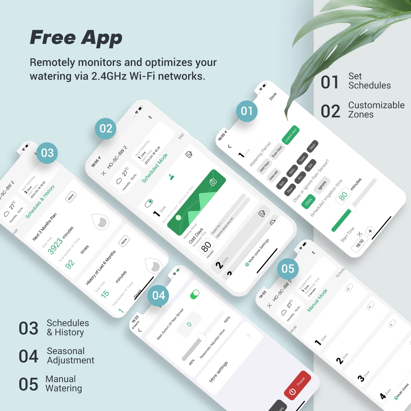 Imagem -05 - Wifi Jardim Rega Temporizador Smart Sprinkler Controller Sistema de Irrigação por Gotejamento Controlador de Água de Zonas Ajuste Sazonal