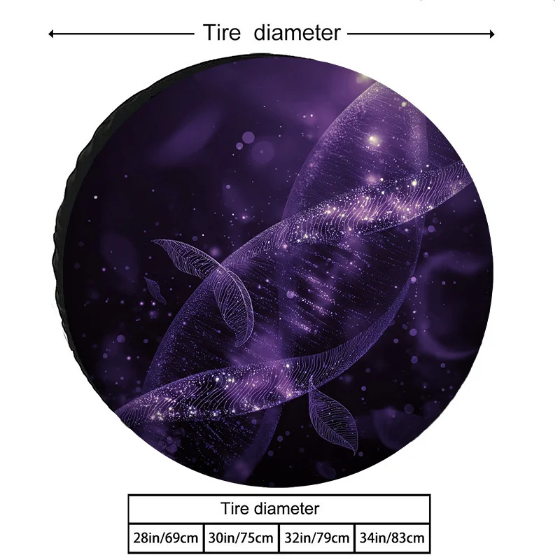 Purple Gradient Cosmic Backdrop Featuring A Translucent Vein-Like DNA Helix Pattern On A Tire Cover, Made Of Polyester Fiber Wit