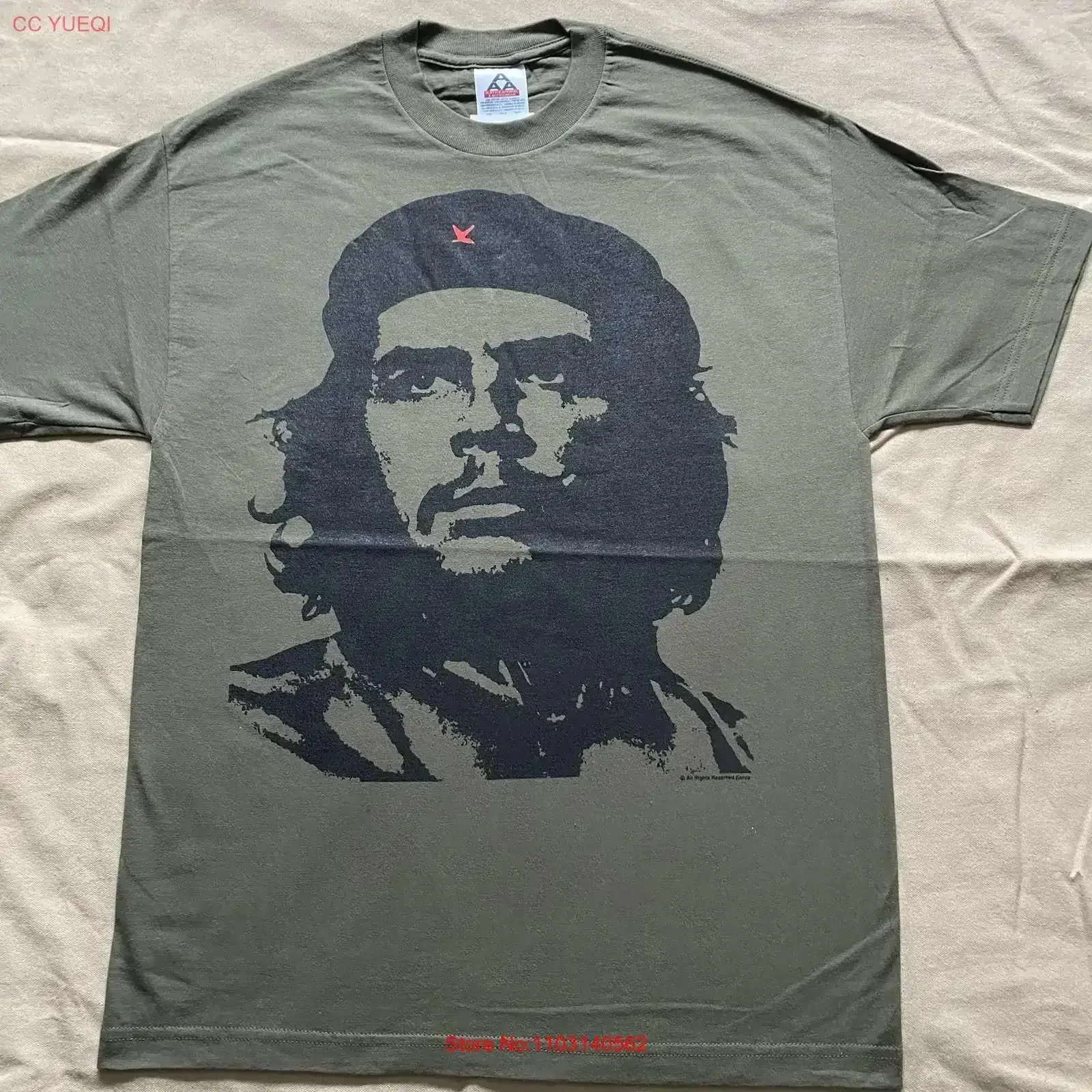 Vintage 90's Fashion Victim Men's CHE Guevara Korda T shirt GreenOlive SizeXXL Washed Stretched Soft vintage Washed Casual