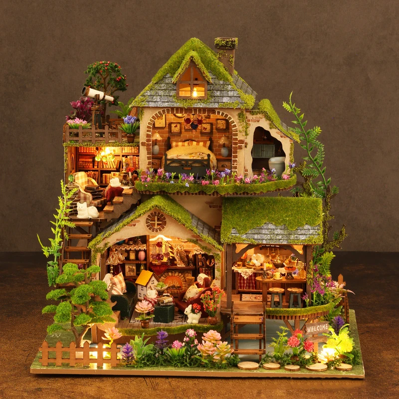 DIY Wooden Doll Houses Forest Adventures Casa Miniature Model Kits Dollhouse with Furniture 3D Puzzle for Friends Xmas Gifts