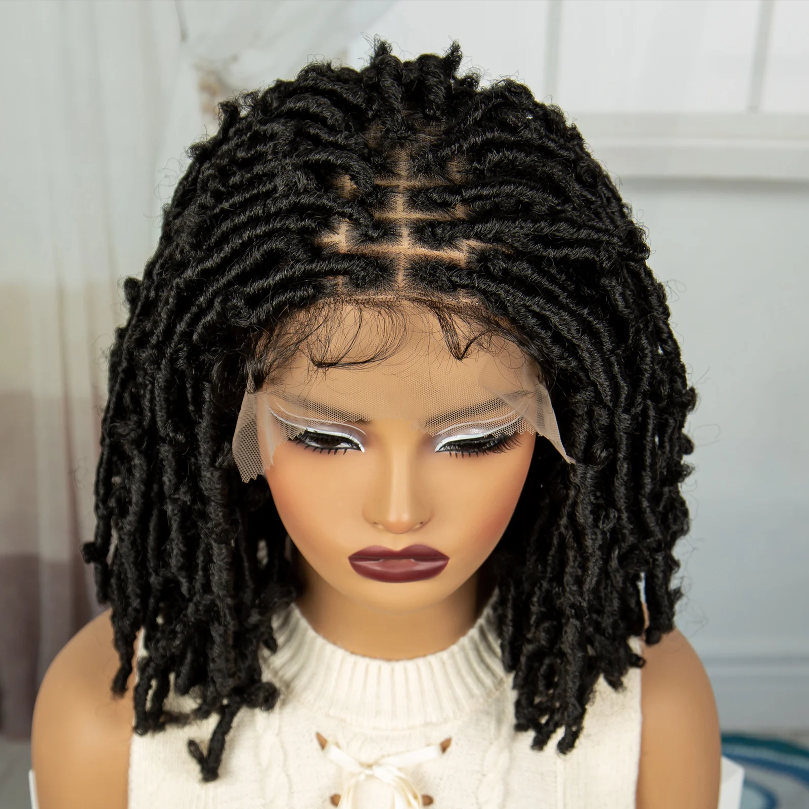 Synthetische Dreadlocks Gevlochten Bob Pruiken Lace Front Vlechten Haar Pruik Gehaakte Vlechten Pruik Vlinder Locs Gehaakte Haar Pruik voor Vrouwen