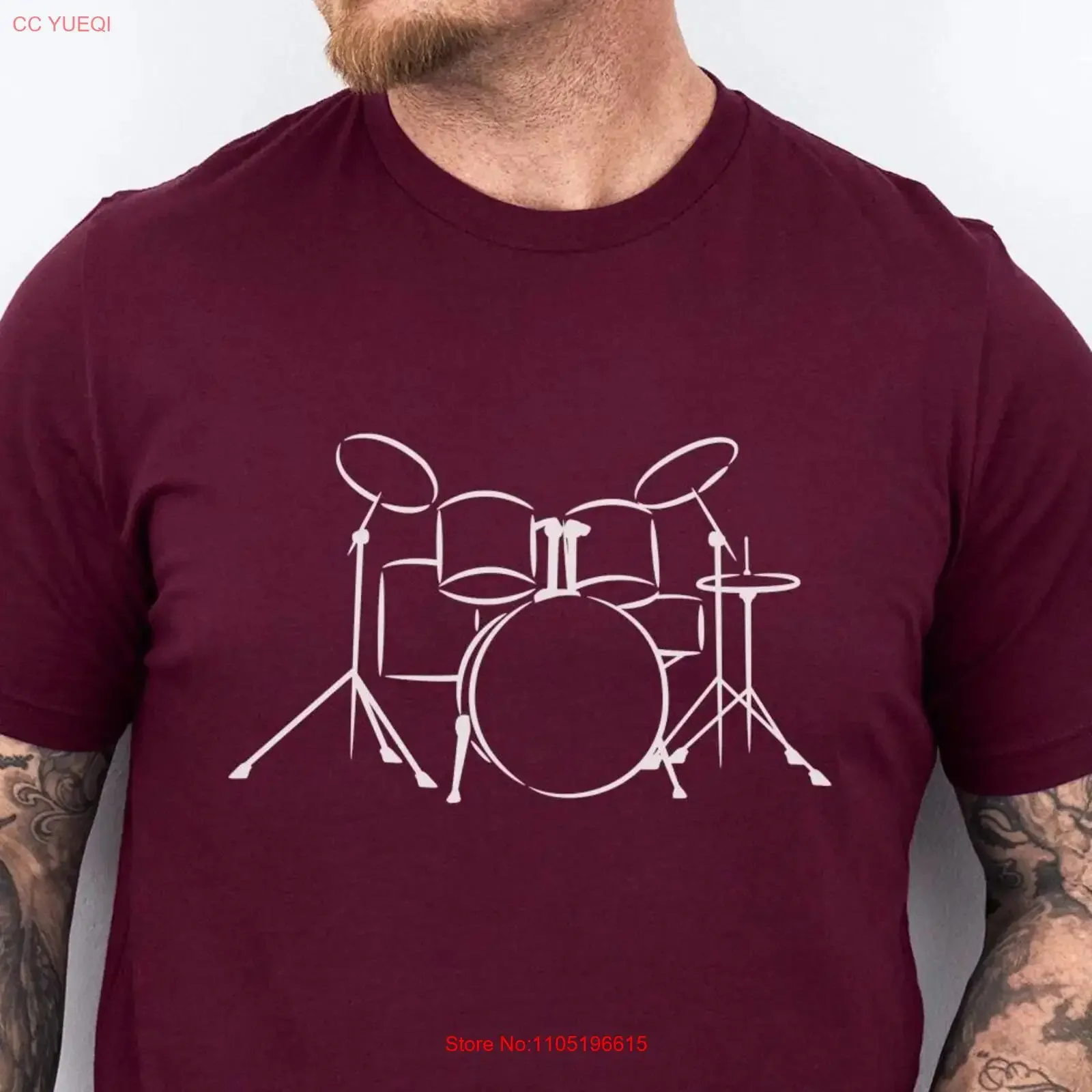 Minimalist Drum Set T Shirt Music Lover Band Practice Drummer Percussion Concert Outfit Simple Drums Design vintage Washed