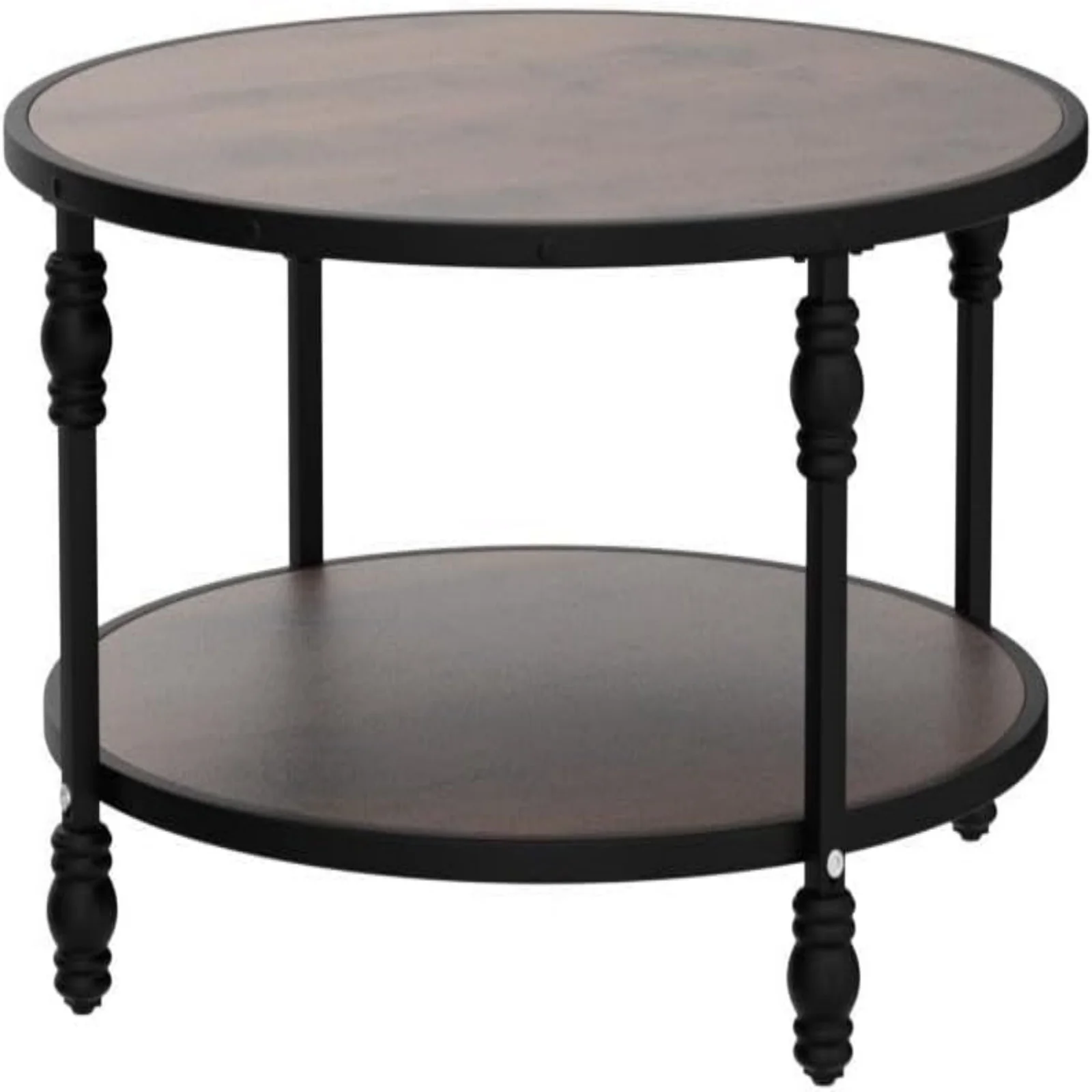 

Round Coffee Table for Living Room Rustic Center Table with Storage Shelf Wood Circle Coffee Table with Sturdy Metal Legs