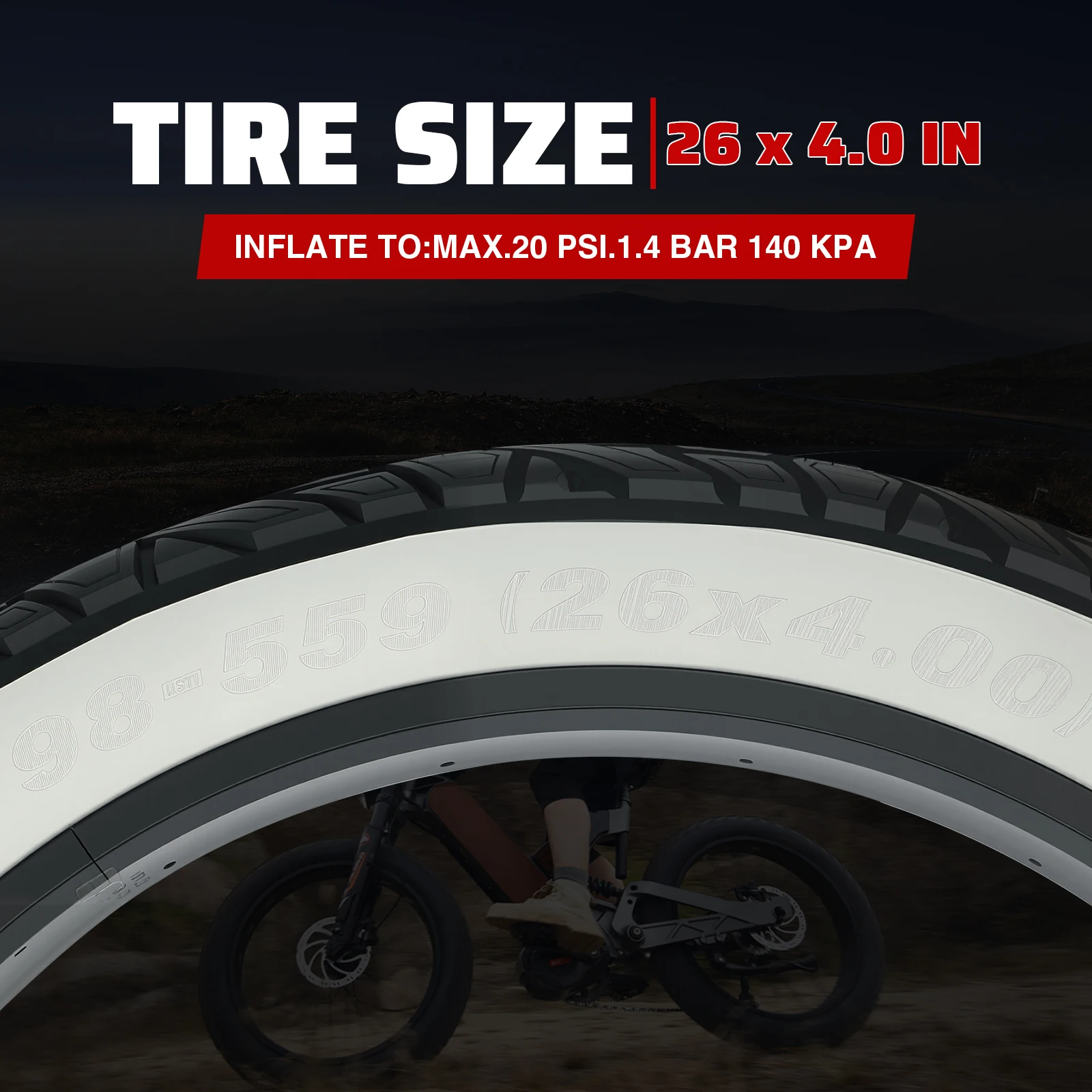 ZUKKA Fat Bike Tire 26 X 4.0 Inch Mountain Bike Tire Fat Tire 20/26 Inch Heavy Duty Deep Grooves Foldable Replacement