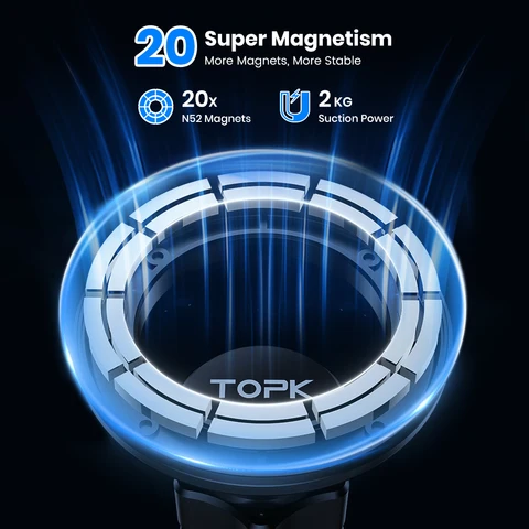 Магнитный автомобильный держатель для телефона TOPK 360° для iPhone 15 с MagSafe — фото устройства