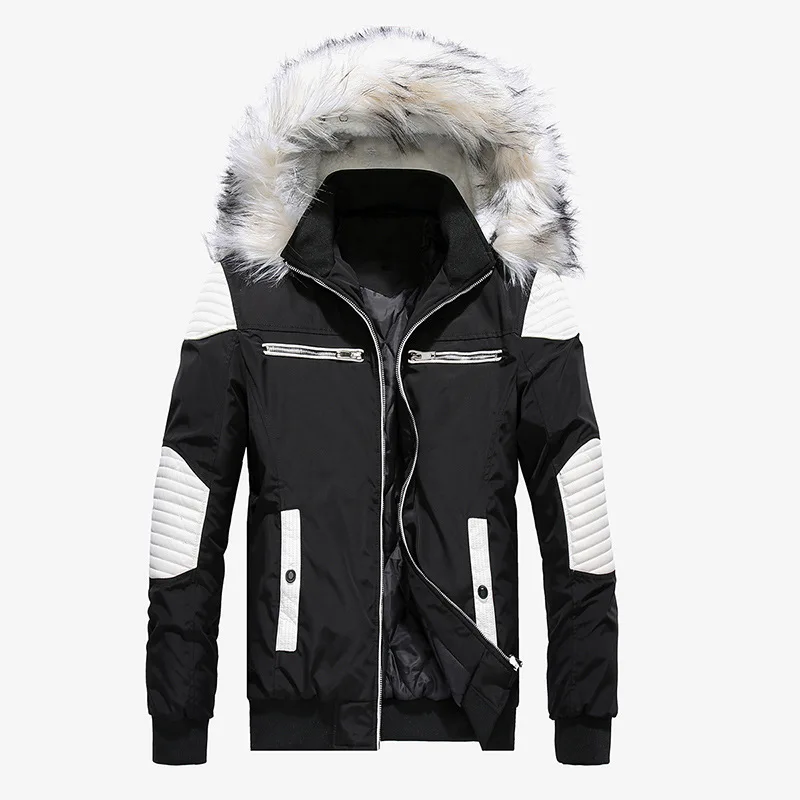 Parkas con gradiente cálido para hombre y mujer, ropa de calle, chaquetas gruesas, abrigo, moda Harajuku, abrigos con Cuello de piel con capucha,