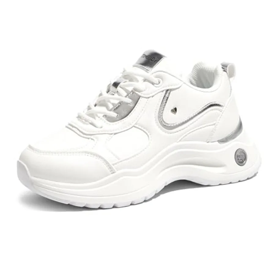

Women's Chunky Platform Sneakers Tennis Shoes Non-Slip Lace-Up Cushion for Walking Casual and Working