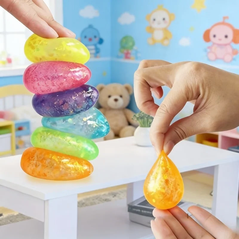 HefengCL Bunte Wassertropfen Squishy Spielzeuge Glänzende TPR Angstlösende Party- und Klassenzimmer-Geschenke