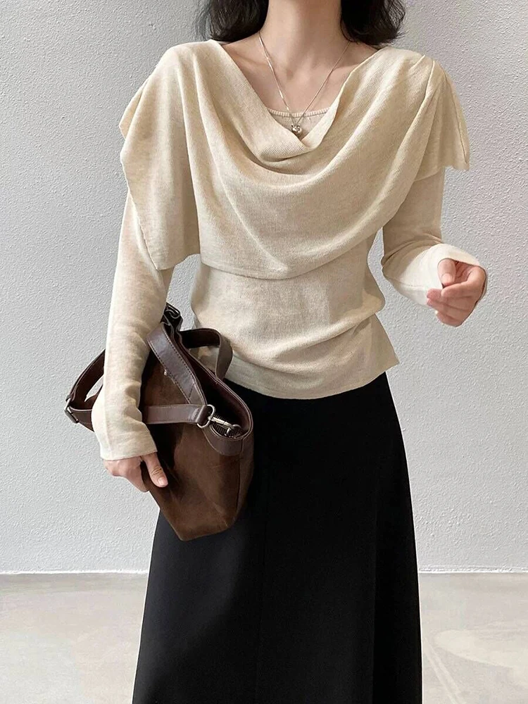 

Осенне-зимний корейский вязаный топ с шалью, комплект из двух предметов, женский новый черный, серый модный пуловер, трикотажная рубашка, топы S231