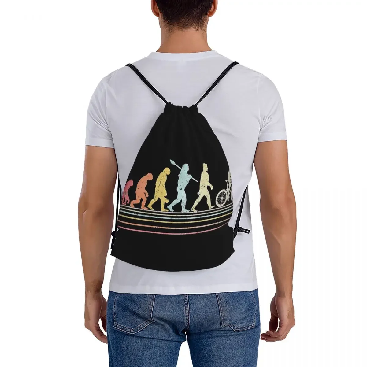 Evolution of Man Ciclismo Mochilas Sacos de Cordão Portátil, Bundle Pocket, Sports Bag, Bookbag para Homens e Mulheres, Estudantes