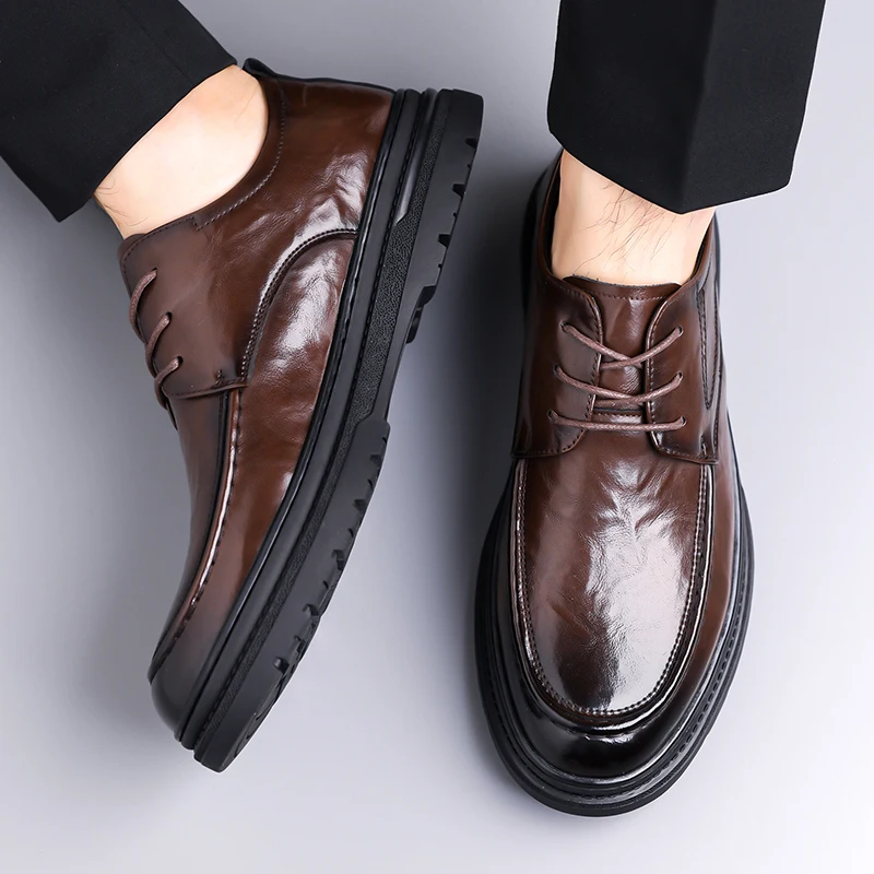 

Brand Business Office Man Leather Shoes Fashionable Soft and Comfortable Travel Shoes Quality Men Non Slip Lace Up Driving Shoes