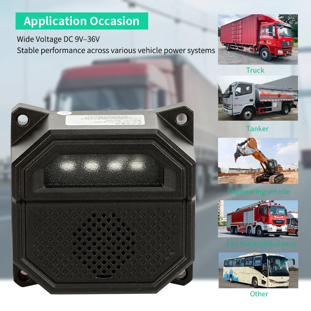 Sistema de aviso de ponto cego para veículo, alarme audiovisual, dispositivo de aviso pedestre, aviso de voz, led estroboscópico ip67, à prova d'água para caminhão