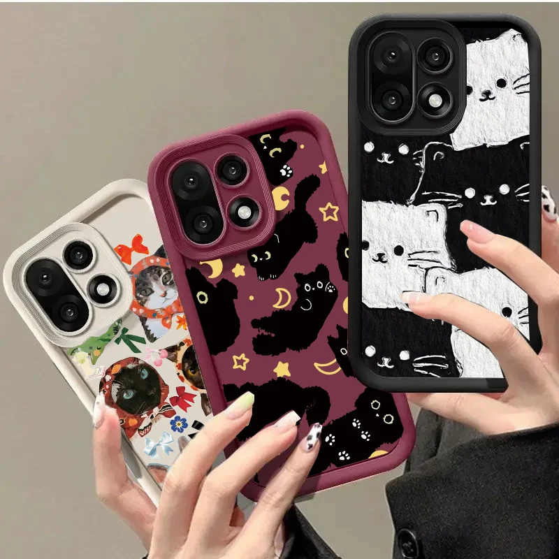 INS Cartoon Cute Black Cat Phone Case For Oneplus 15 13 13T 12 12R 11 11R 10R 8T NORD CE 6 5 2 3 4 LITE 5G NORD 5 Silicone Shell