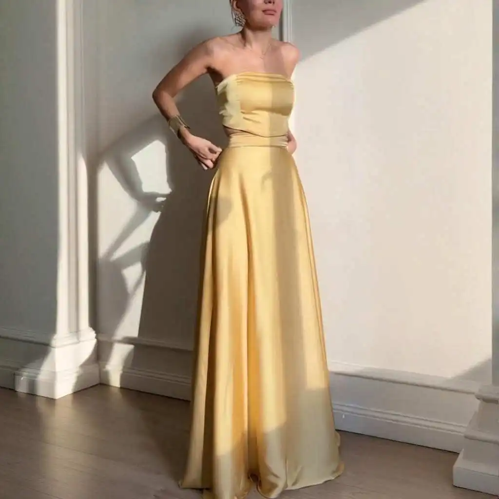 

Ele Pure Color Waist-Cinching Sexy Top And Skirt Set for Women Summer Faion Par Dres Two-Piece Suit round Ne