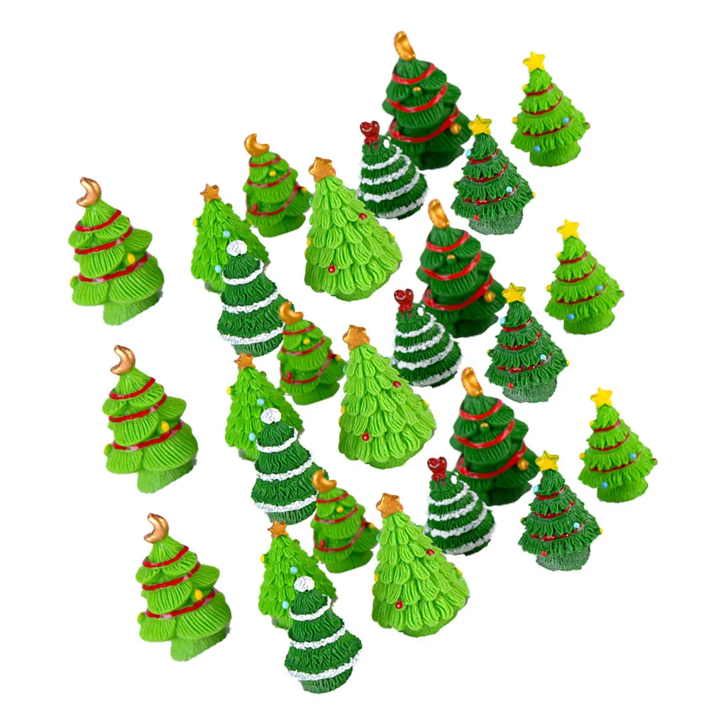 

40pcs Christmas Tree Microlandscape Craft Resin Ornament For Home Office Garden Decor Desktop Holiday Party Decoration Accessory