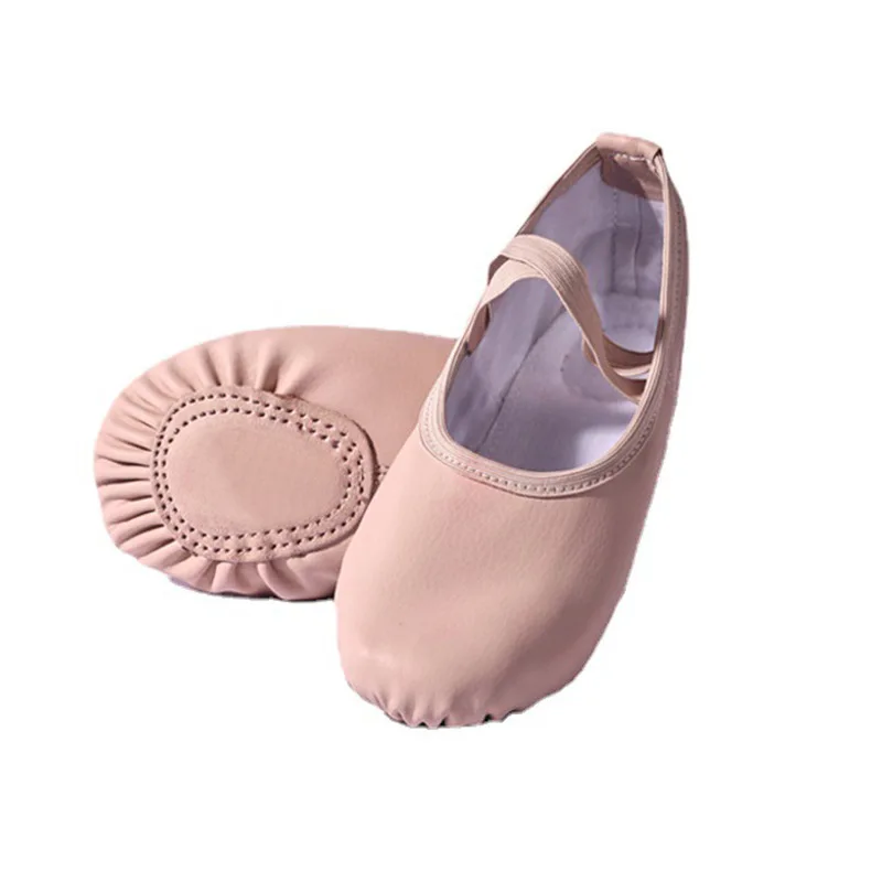 Wholesale children's soft soled dance shoes, PU leather ballet shoes for men and women, foreign trade adult gymnastics, yoga, ca