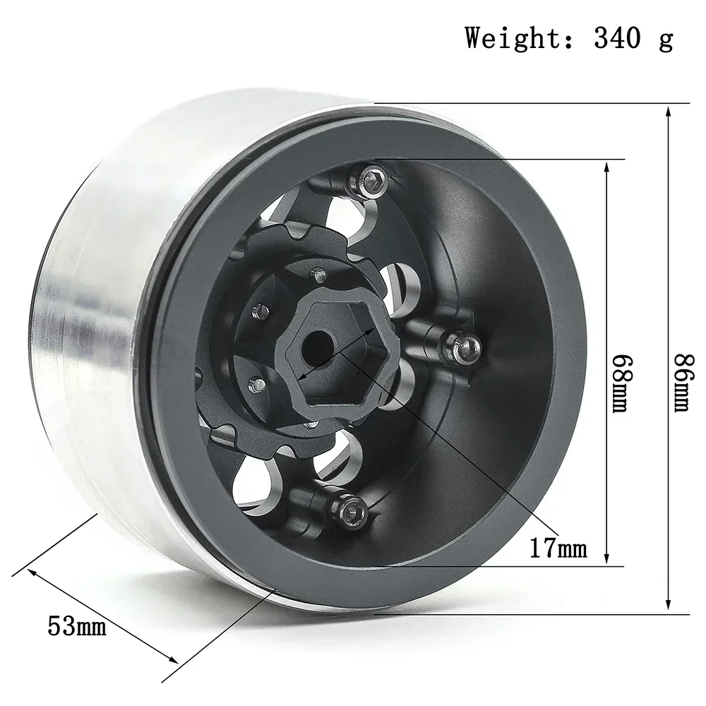 Rc jeep CNC aluminium 2.9 "Beadlock obręcz piasty koła dla 1/6 zdalnie sterowany samochód gąsienicowy oś SCX6 Jeep JLU Wrangler