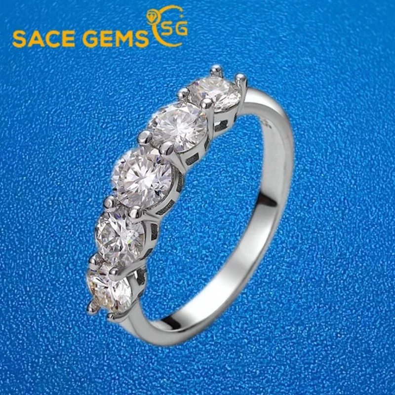 

SACE GEMS GRA Certified D Color 2.2ct Moissanite Ring 925 Sterling Silver Plated with 18k White Gold Ring for Women Fine Jewelry