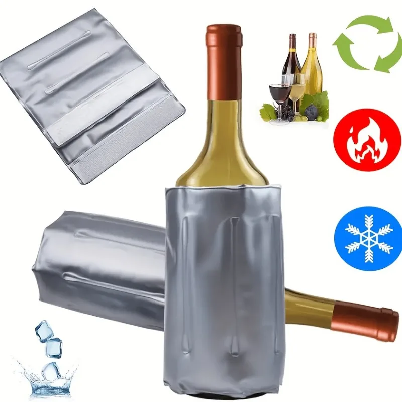 1/2/3pcs Outdoor Wine Cooler Sleeve PVC Transparent Gel Multi-slot Foldable Wine Champagne Ice Pack
