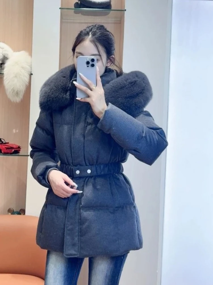 Goose Down Jacket with Fur Jacket Women's Winter Down Jacket Real Fur for Women Real Fox Fur Hooded Real Fur Coats for Woman