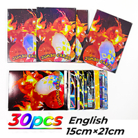 Anime Pocket 30Pcs English Jumbo Letters Cards Vmax Vstar Gx Greninja Charizard Mewtwo Super Shining Rare Card Birthday Gifts