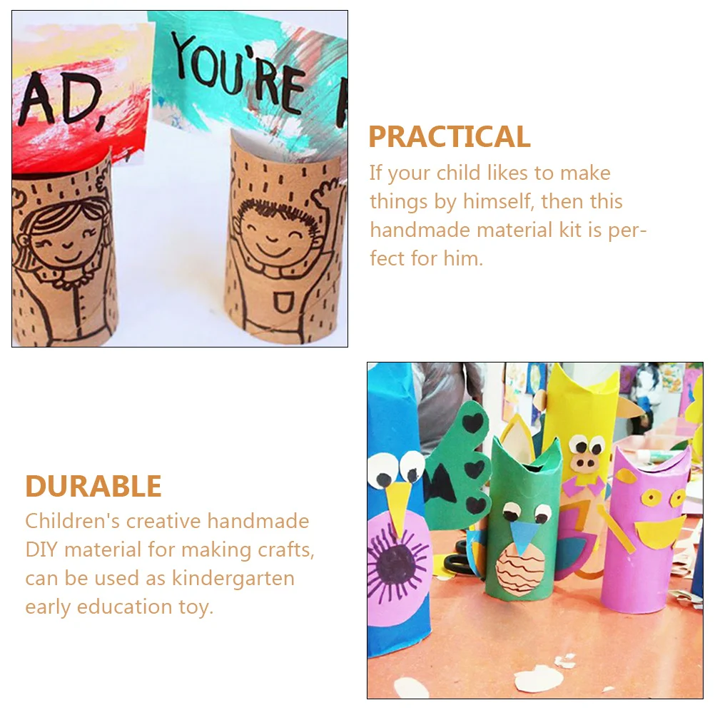 20 Pcs Paper Tube Cardboard Thick Diy Kindergarten Kids Hand-made Material Tubes for Crafts Round Kraft