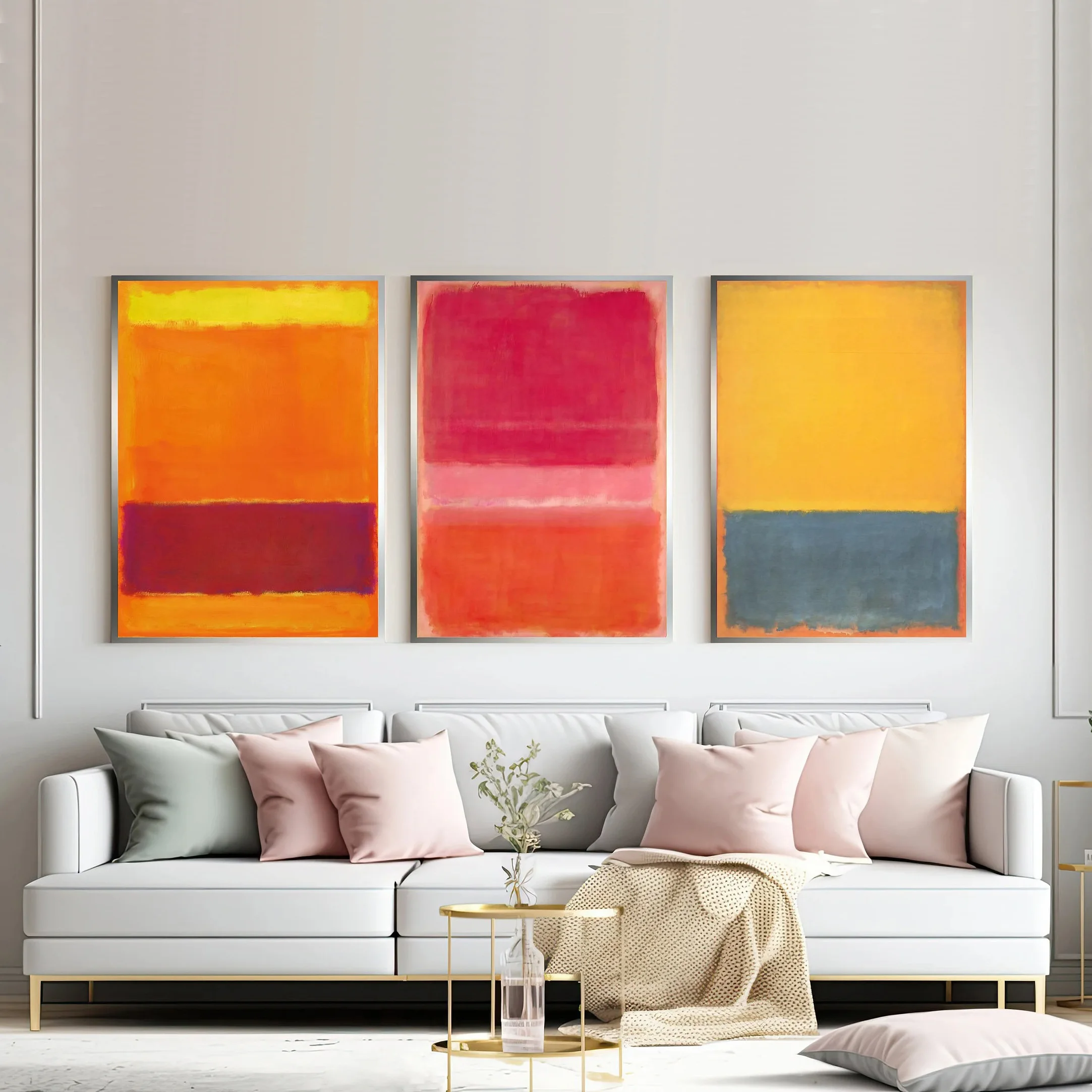 Color Block Inspired Abstract Wall Art Canvas Painting Color Field Poster Prints for Apartment Living Room Office Home Decor