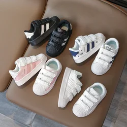 Childrens Baby Sneakers Blue Leather Boys Girls Toddler Shoes Four Seasons Models Pink Versatile Non-slip Small Kid Single Shoes