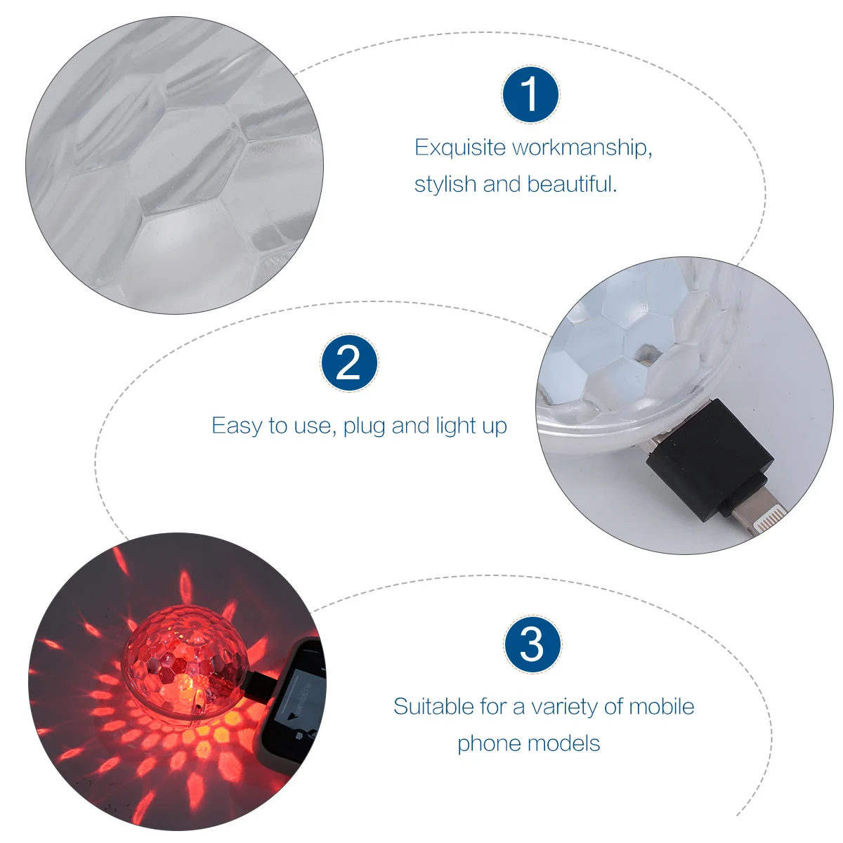 

1Pcs LED Stage Ball Light Mini USB Disco Lights Portable Party Light Dj Lighting Colorful Effects Disco Lights