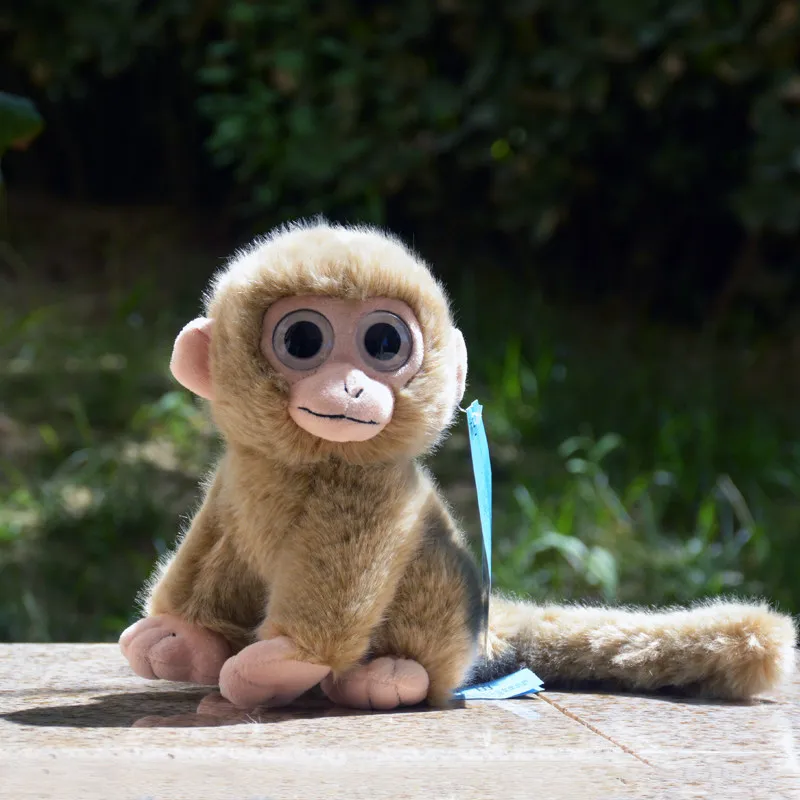 

H20x12cm Cute Plush Monkey Toy with Big Eyes Brown and Gray Realistic Monkey Doll with a Long Tail Kids Girl Birthday Gift