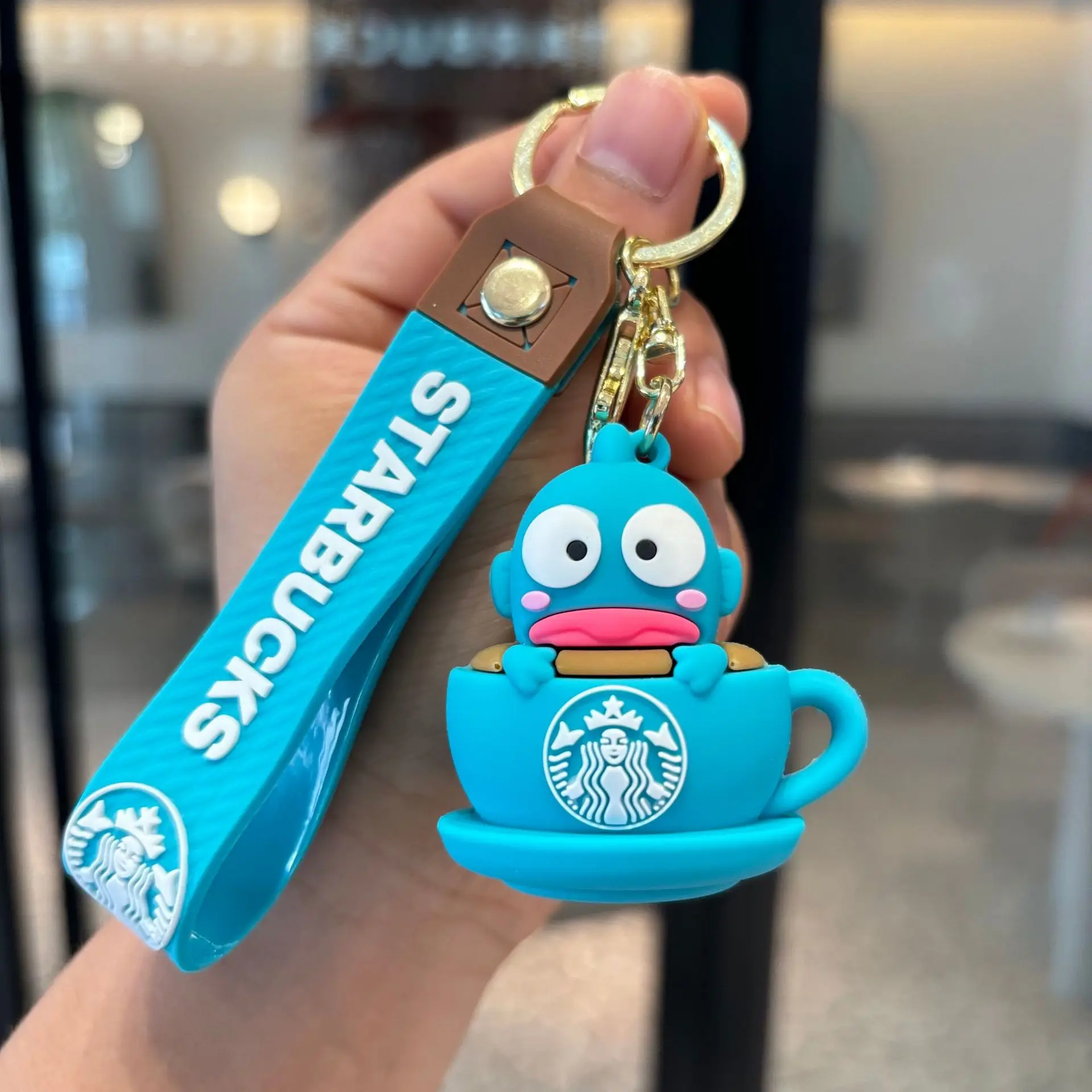 Sanrio Hello Kitty Cinnamoroll Figure Pendant Keychain Keyrings for Children Backpack Bags Accessories Kuromi Milk Tea Cup Toys