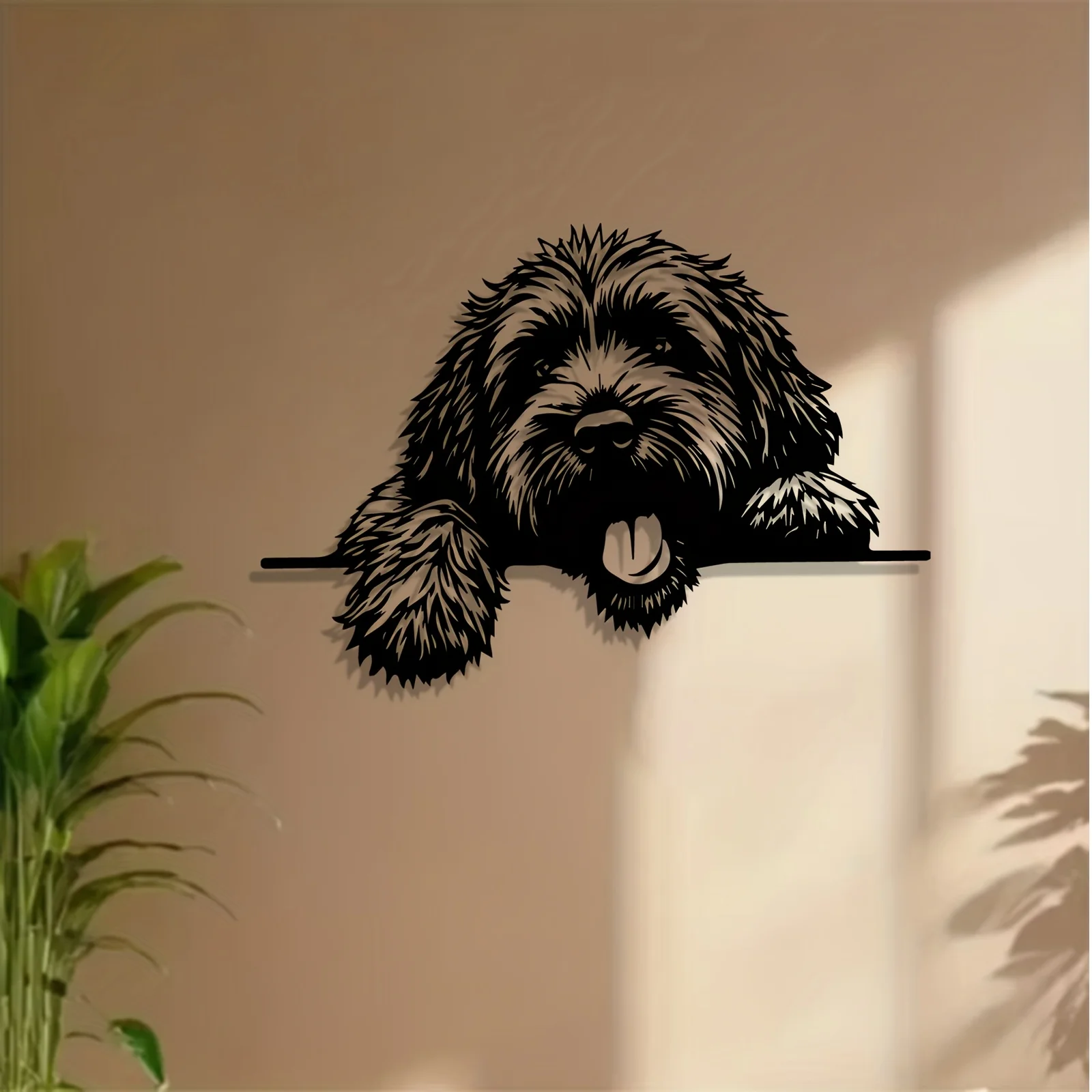 Moderne Eisen-Hundewandskulptur Niedlicher Sitzender Welpe Wetterfeste Metallkunst für Innen- und Außenbereich Heim- und Feiertagsdekoration Geschenk