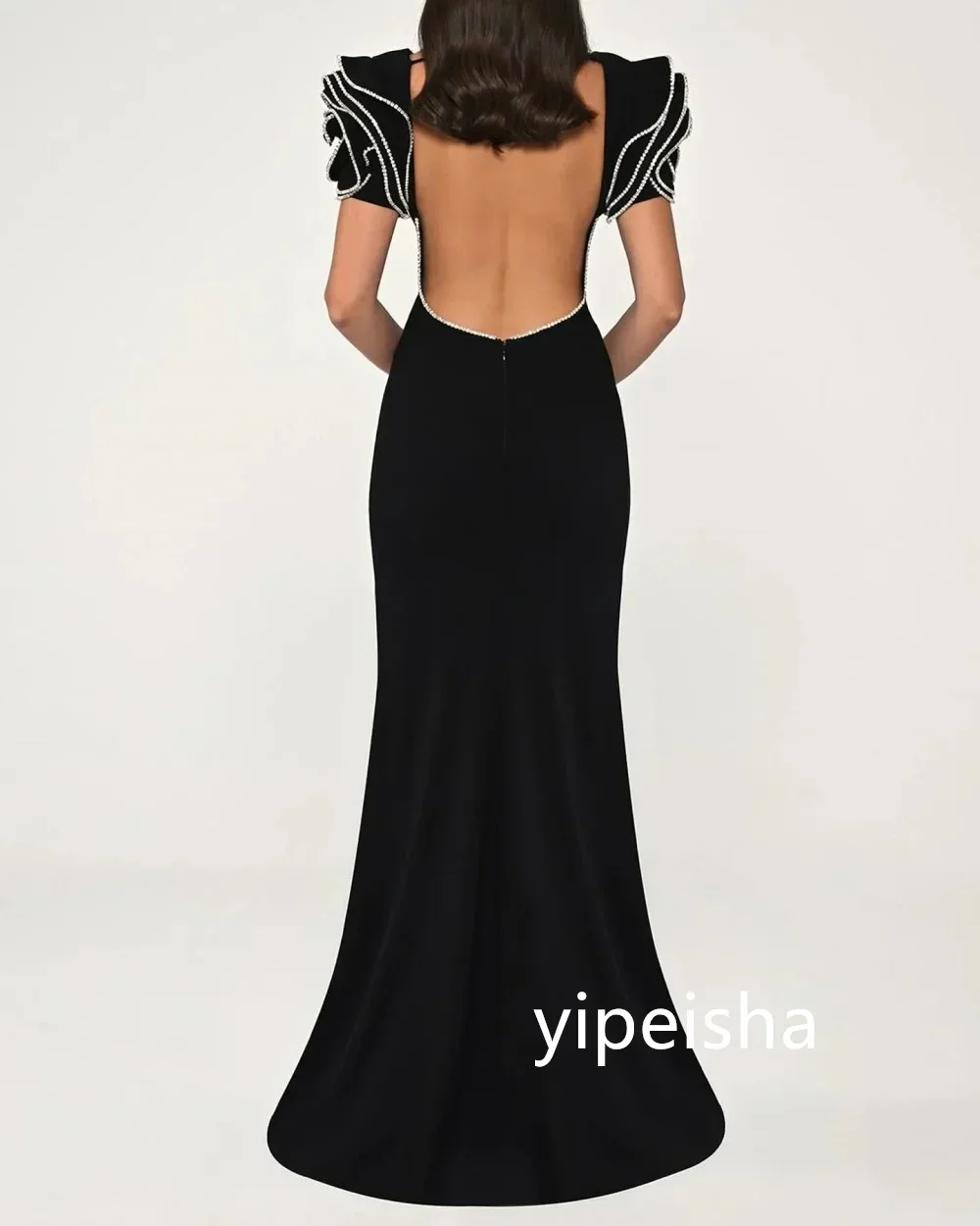 Customized Classic Jersey Trumpet O-Neck Long Dresses Prom Dresses Exquisite Modern Style Pastrol Unisex Chinese Style Formal Ca