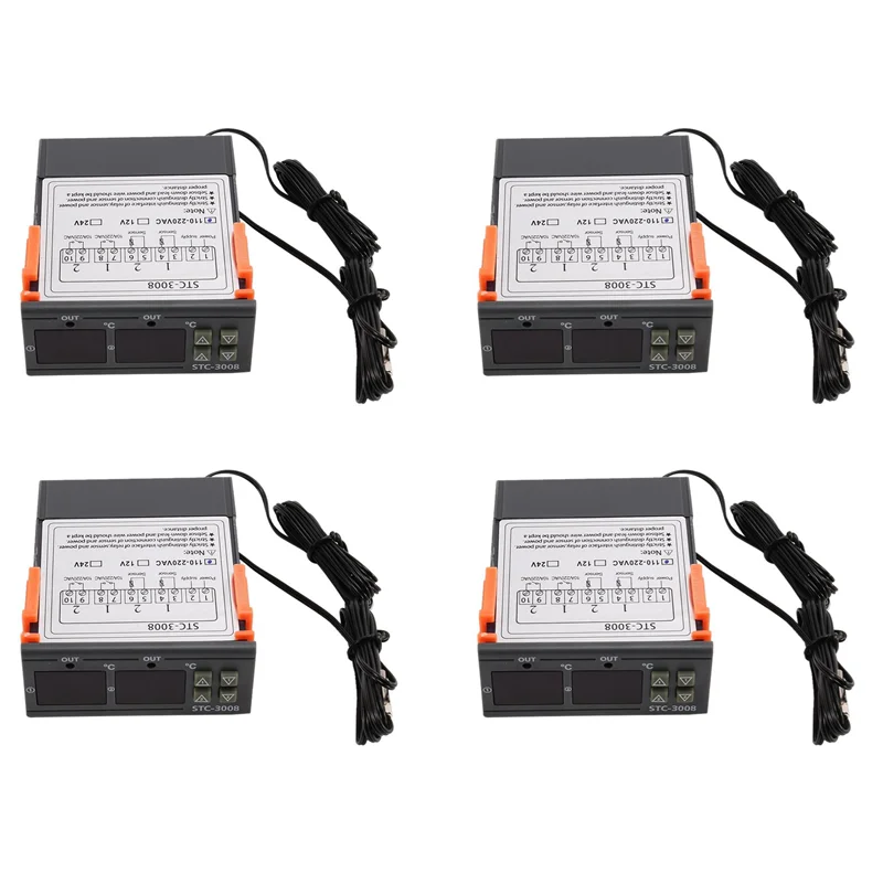 

CABE-4X Stc-3008 110-220 В двойной цифровой термостат регулятор температуры для инкубатора термостат гигрометр осушитель