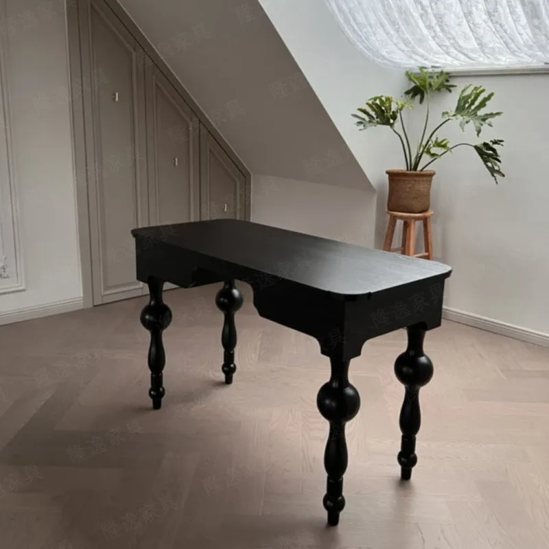 LMM vintage solid wood desk, light luxury small apartment, living room minimalist writing desk