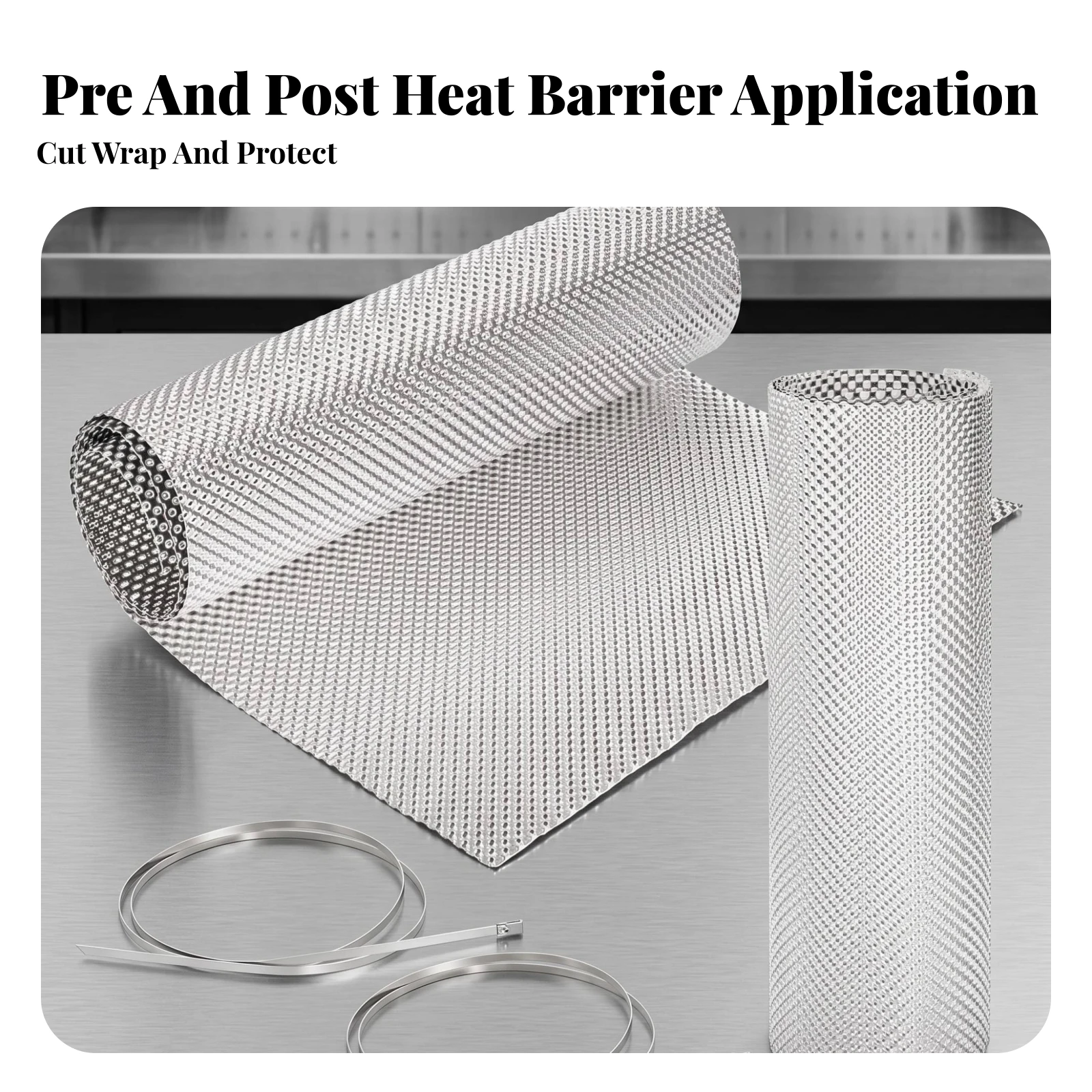Exhaust Heat Barrier Flexible Aluminum Heat Barrier with Cable Ties Thermal Barrier Insulating Dimpled for Muffler