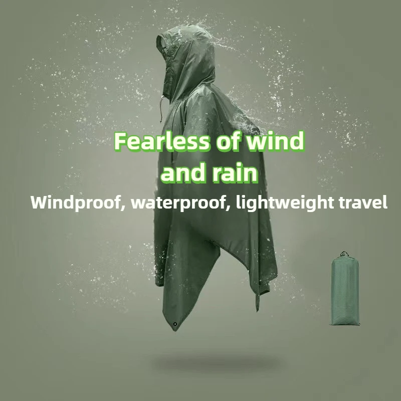 

Travel Raincoat Waterproof Rain Coat Waterproof Rain Poncho Outdoor 3in1 Hooded Military Motorcycle Camping Hiking Cover Tent