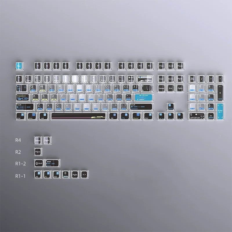 

115 клавиш/набор Aifei PC, прозрачные двухслойные хрустальные колпачки для клавиш Galactic Grey Shadow, колпачки для клавиш с профилем MDA для переключателей MX