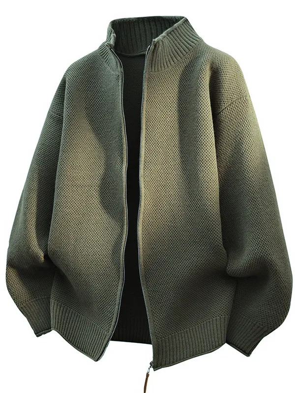 

Мужской вязаный кардиган Bla на молнии, осенний повседневный свитер с высоким воротником, универсальная удобная куртка из полиэфирного волокна, длинный рукав