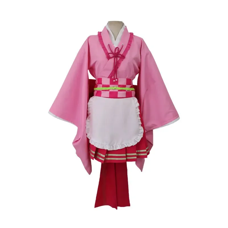 

Kimetsu No Yaiba Tsuyuri Kanawo Maid Outfit Apron Dress Kimono Women Uniforms Wigs Cosplay Costume
