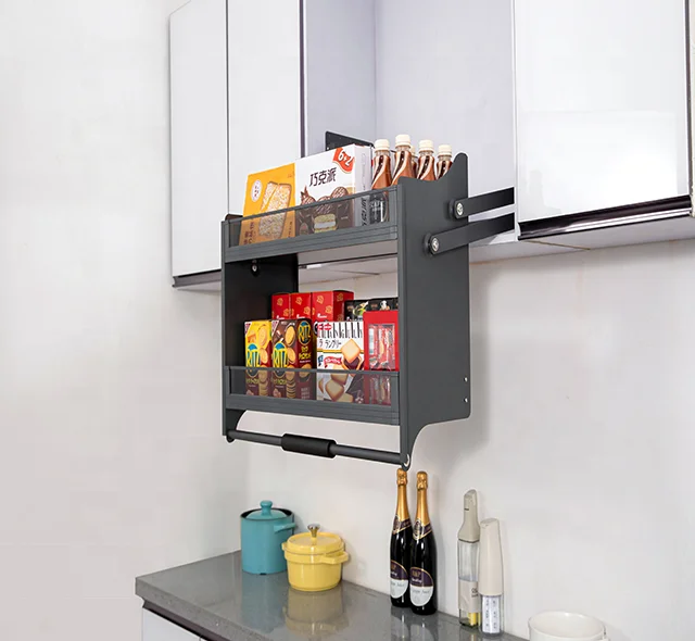 رفع سلة سحب أسفل الرفوف خزائن رفع الرف نظام الأجهزة المنسدلة الهيدروليكية خزانة مخفية رفع المطبخ 22 26 بوصة #2