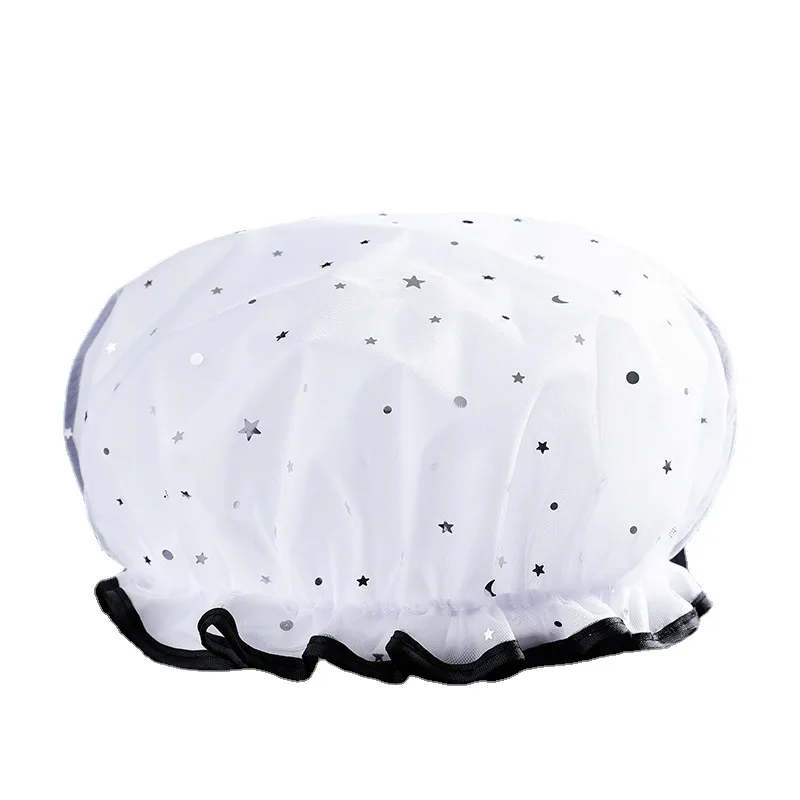 1 gorro de ducha grueso de doble capa para mujer con protección impermeable para el cabello