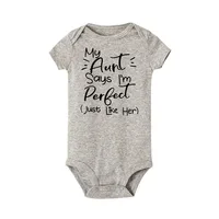My Aunt Says I'm Perfect Letter Printed Infant Toddler Jumpsuit Summer Newborn Bodysuits Funny Auntie Baby Clothes Shower Gifts 5