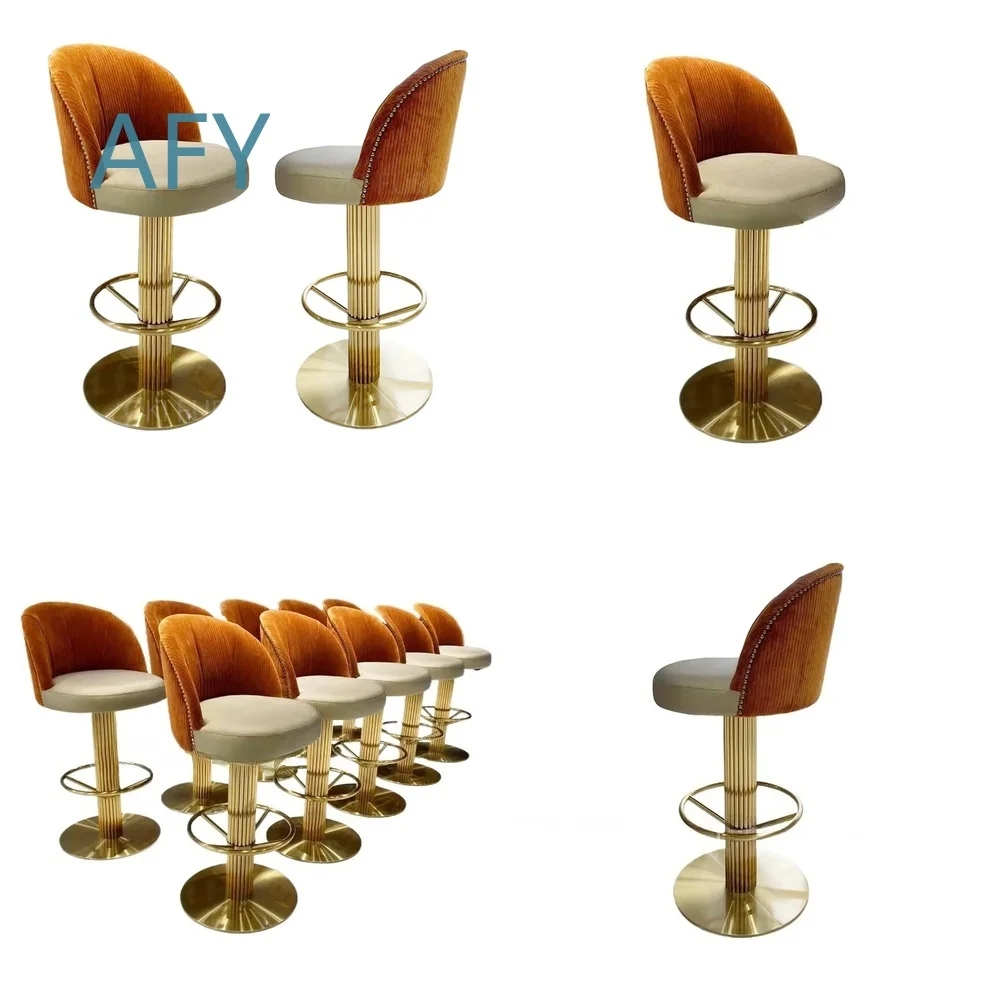Luxury Modern Tall Gold Bar Stool for Dining Kitchen High Table Singer Bar Height Chair Made in China Contemporary Industrial