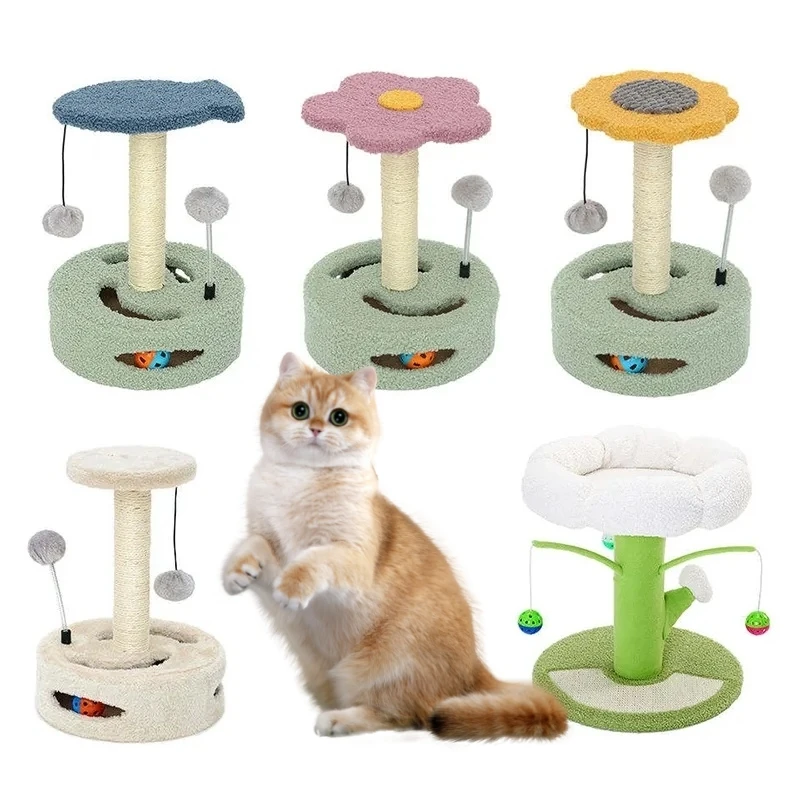 New flower   Cat Joy Toy Cat Climbing Tower Wooden Soft Cat Scratching Tree