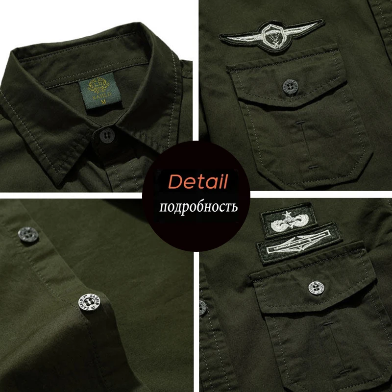 Spring Autumn Men Long Sleeve Cargo Polo Shirt Men Casual Fashion Cotton Shirt Men Tactic Military Embroidery Tops Plus Size 6XL