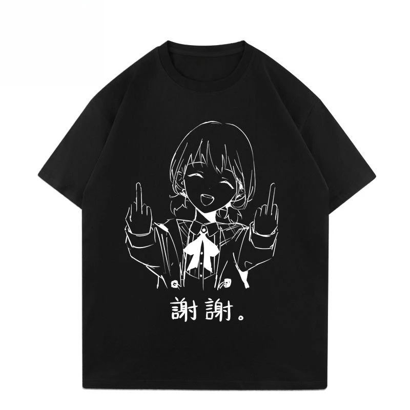 جديد البكاء الفتيات الفرقة الصراخ مدينة ويل تشان هيتومي رينا فتاة القطن الخالص فضفاضة تي شيرتات قصيرة الاكمام عادية تنفس #4