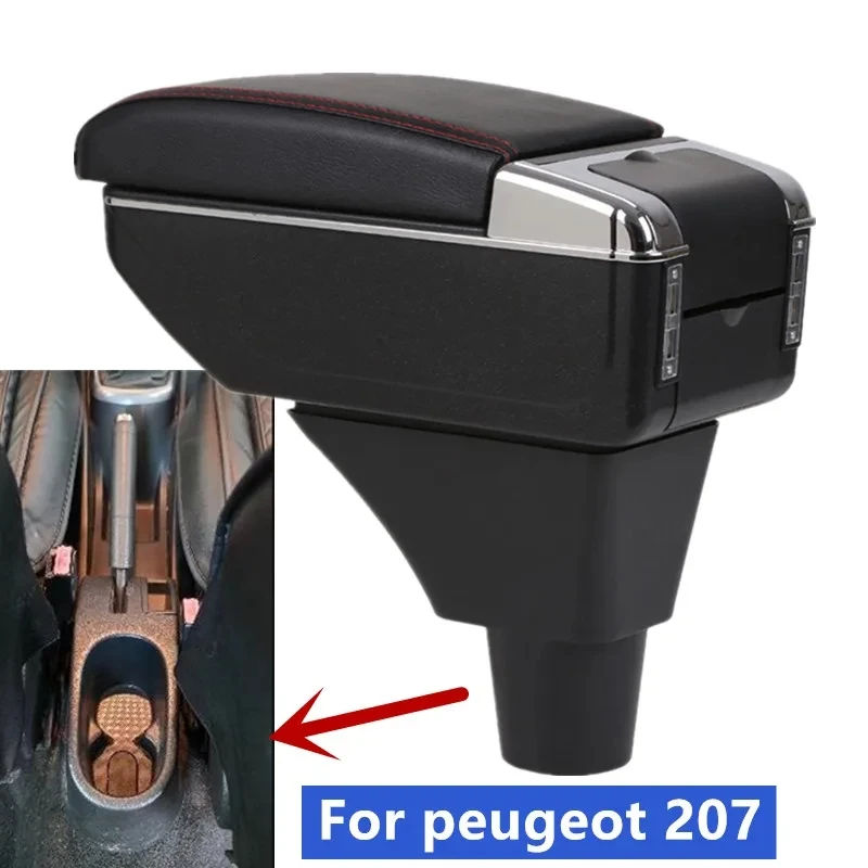 NEW luxury For peugeot 207 Armrest box For peugeot 207 car Central storage Box Retrofit Interior with USB Car Accessories