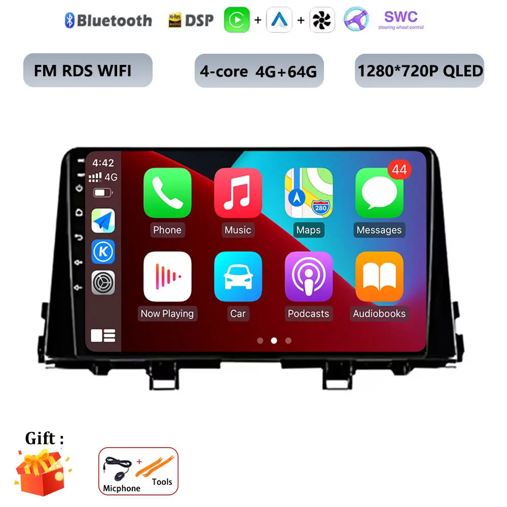 Android 16 WIFI + 4G LTE Carplay Auto Audio Radio Multimedia Video Player GPS DSP Voor KIA PICANTO ochtend 2017 2018 2019 2020 - afbeelding 1